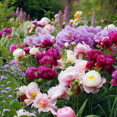 garden: Paeonia lactiflora "monsieur Jules Elie" Peony, Paeonia lactiflora "Do Tell" Peony, Paeonia lactiflora "Bowl of Beauty" Peony, Paeonia lactiflora "Dinner Plate" Peony, Iris "About Town" Bearded Iris, Iris "Purple serenade" Bearded Iris, Allium "Globemaster" Ornamental Onion, Alchemilla mollis Lady^s Mantle, Rosa Brother Cadfael English Rose, Iris "Mary Frances" Beardet Iris, Allium Globemaster, Ornamental Onion, Alchemilla Mollis, Iris Purple, Peony Garden, Paeonia Lactiflora, Garden Growing, Mary Frances, Garden Planner