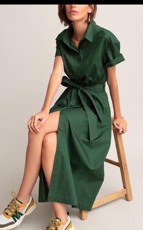 Casual Chique Stijl, Chique Outfit, Summer 2025, Cotton Shirt Dress, Midi Shirt Dress, Style Summer, Knee Length Dresses, Look Chic, Outfits Casuales