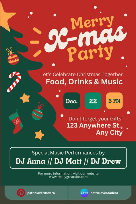 Here's your Christmas Party Poster Template for Pro and Free Users! Follow us for more 🤩 #illustration #element #icons #characters #design #creative #create #createdesign #canvapro #canvacreator #canva #handdrawn #illustrator #madewithcanva #poster #design #designer Christmas Fair Poster, Christmas Event Poster Design, Christmas Event Flyer, Poster Christmas Design, Christmas Poster Design Graphics, Xmas Poster Design, Christmas Creative Poster, Christmas Poster Ideas, Christmas Event Poster