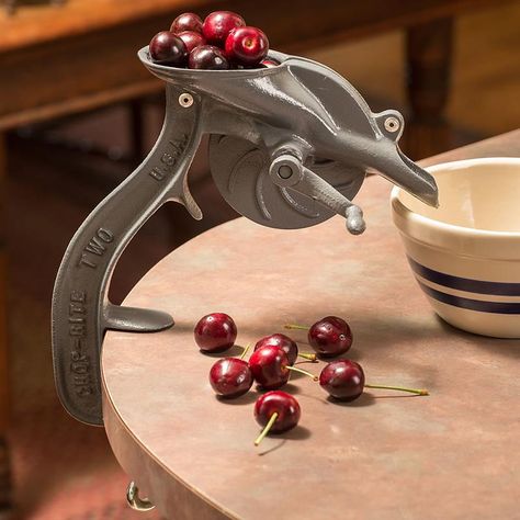 Old-Fashioned Cherry Pitter - Lehman's Old Fashioned Cherries, Antique Kitchen Cabinets, Cherry Pitter, Wood Stove Cooking, Refacing Kitchen Cabinets, Antique Wallpaper, Minimalist Kitchen Design, Iron Hand, New Kitchen Cabinets