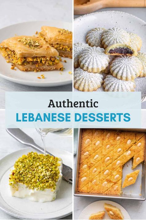 Satisfy your sweet tooth with 15 authentic Lebanese desserts you can easily make at home. From baklava to no-bake treats, this collection has a variety of options. | Lebanese Desserts Pistachio | Lebanese Pastry Recipe | Best Lebanese Dessert | Easy Lebanese Dessert | Easy Lebanese Desserts, Easy Middle Eastern Desserts, Baklava Recipe Pistachio, Lebanese Pastries, Lebanese Recipes Desserts, Lebanese Cookies, Lebanese Baklava Recipe, Pistachio Baklava Recipe, Lebanese Recipes Authentic