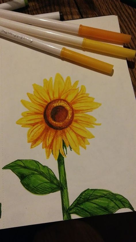 ~Sunflower~ Crayola markers -By Grace Hopkins- What To Draw With Crayola Markers, Drawing With Crayola Markers, Crayola Drawing Ideas, Crayola Pencil Art, Crayola Paint Ideas, Crayola Markers Art, Marker Art Crayola, Crayola Marker Drawings, Crayola Marker Art Ideas