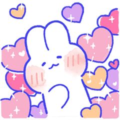 cute rabbit, lovely mongmong Lovely Mongmong, Line Store, Stars, Pink, White