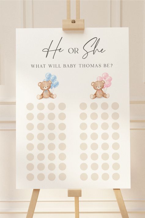 He or She What Will Baby Be Boho Design Edit and print this engaging Gender Reveal game instantly!
He or She What Will Baby Be? 
Gender reveal game you can edit and print instantly! Bear with pink and blue balloons.


#etsy #hellorosepaperie #genderrevealideas #uniquegenderreveals #bohogenderreveal #heorshewhatwillbabybe #heorshegenderrevealgame #genderrevealsign #genderrevealgame #genderrevealparty #genderrevealideasforparty #genderrevealdecorations #genderrevealthemes Gender Reveal Board, Gender Reveal Activities, Gender Guessing, Gender Reveal Signs, Gender Reveal Unique, Gender Reveal Games, Gender Reveal Themes, Design Edit, Gender Reveal Decorations