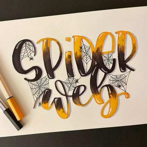 Bubble Writing Ideas, Index Calligraphy, Creative Lettering Art, Bullet Journal Halloween, Aesthetic Calligraphy, Heading Design, Elementary Drawing, Hand Lettering Alphabet Fonts, Title Ideas