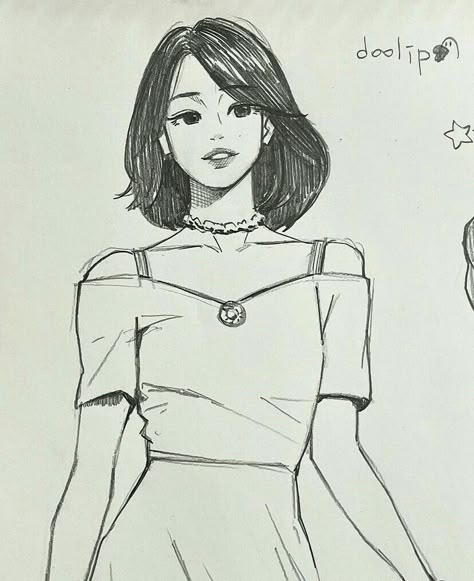 Drawing Korean Style, Korean Girl Drawing, Simple Cartoon Art Styles, Sketch Images, Etch A Sketch, Pencil Sketch Images, Girl Drawing Sketches, Animation Art Sketches, Cool Pencil Drawings