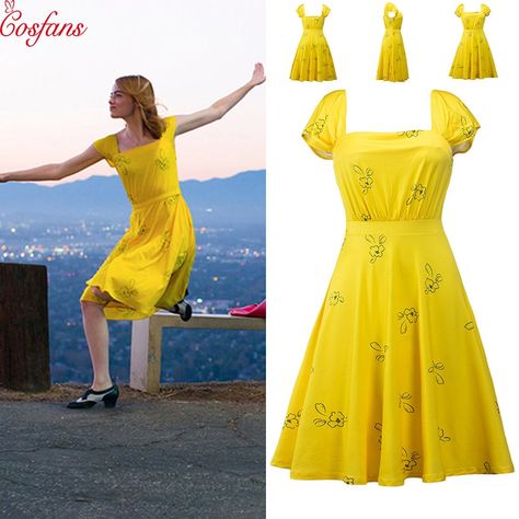 Mia La La Land Costume, La La Land Yellow Dress, La La Land Mia Outfit, Mia La La Land Outfits, La La Land Dresses, Lala Land Costume, La La Land Outfits, La La Land Costumes, Lala Land Dresses