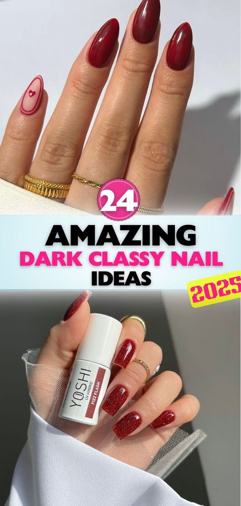 Discover the best dark classy nail ideas that blend sophistication with a modern twist. Perfect for formal events and everyday glam. Classy Nail Ideas, Classy Nail, Everyday Glam, Classy Nails, Elevate Your Look, Nail Ideas, Formal Event, Timeless Design, Twist