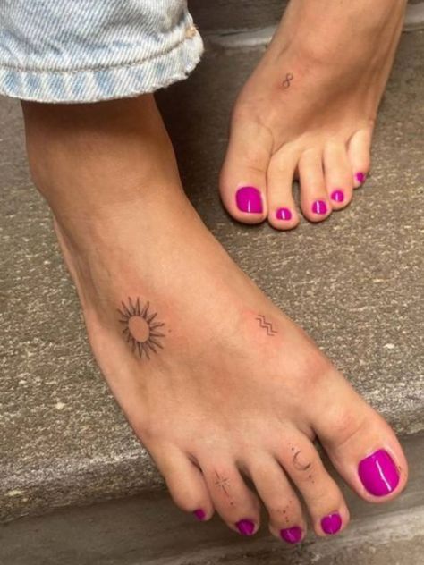 Mini Leg Tattoos Women, Boho Foot Tattoo, Feet Tatoos Woman, Sagebrush Tattoo, Top Of Foot Tattoo, Foot Tattoo Placement, Foot Ankle Tattoo, Little Foot Tattoos, Tattoo Ideas Foot