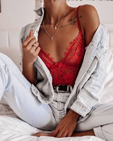 MISSGUIDED on Instagram: “Puttin' the bod in bodysuit ❤️✨Shop @nathalieguerreroo's 'red fishnet lace bodysuit' £20/$34 on site now 🌹#babesofmissguided��” Red Lace Bodysuit Outfit, Lace Bodysuit Outfit, Red Lace Bodysuit, Red Fishnets, Classy Lingerie, Lingerie Outfit, Red Bodysuit, Body Suit Outfits, Lingerie Outfits