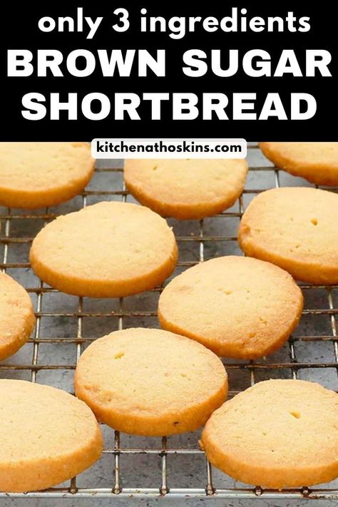 Brown Sugar Shortbread Cookies are made using only 3 ingredients! They are buttery, mildly sweet, an easy slice-and-bake recipe, and perfect with your coffee or on your holiday cookie tray. Sugar Shortbread Cookies, Brown Sugar Shortbread, Brown Sugar Cookie Recipe, Easy Slice, Shortbread Cookies Easy, Sugar Cookie Recipe Easy, Brown Sugar Cookies, Almond Flour Cookies, Best Sugar Cookie Recipe