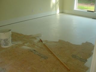 First A Dream: Painted Subfloors - Basic Steps Painted Subfloor, Flooring Ideas Cheap, Cottage Floors, Ripping Up Carpet, Painted Osb, Painting Plywood, Painted Plywood Floors, Cheap Plywood, Cheap Hardwood Floors