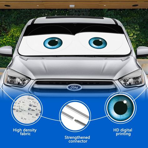 Car Windshield Sun Shade, Car Sun Shade Funny Car Eyes Sun Visor for Car Windshield  Wear-Resistant Black Tape  Foldable 59 Car Eyes, Sunshade Car, Car Windshield Sun Shade, Solar Protection, Shade Design, Car Shade, Windshield Sun Shade, Cartoon Eyes, Car Sun Shade