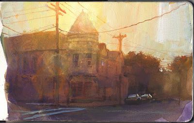 Greenport Long Island, Morning Street, James Gurney, Sunny Sky, Hudson River School, Art Advice, Urban Sketchers, Sunset Colors, Computer Graphics