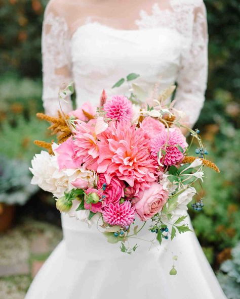 pink dahlia wedding bouquet Hot Pink Bouquet, Dahlia Wedding Bouquets, Pink Rose Wedding Bouquet, Dahlia Wedding, Pink Dahlias, Dahlias Wedding, Dahlia Bouquet, Pink Weddings, Winter Wedding Bouquet