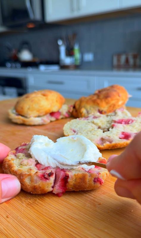 Three Ingredient GF Air Fryer Strawberry Bagels  — dliciouslyinspired Bagels Two Ingredient, Strawberry Bagels Recipe, Strawberry Bagels, 2 Ingredient Bagels, Homemade Strawberry Bagels, Two Ingredient Bagels, 2 Ingredient Bagels Air Fryer, Bread Jam, Bacon Egg And Cheese