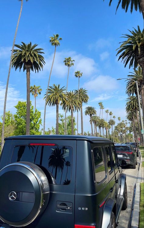 Amandadiaz on ig #palmtrees #losangeles #mercedes #blueskies #summervibes #summeraesthetic #aestheticwallpaper Los Angeles Traffic, Mercedes Wallpaper, Rich Cars, Dubai Aesthetic, Dream Cars Mercedes, Mercedes G Wagon, Lovely Car, Lux Cars, Luxury Lifestyle Dreams