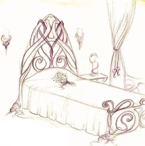 Elvish bed! Elvish Bedroom, Elven Bedroom, درابزين السلم, Fantasy Rooms, Tolkien Art, Lotr Art, Carpentry Skills, Sketches Of People, Wood Elf