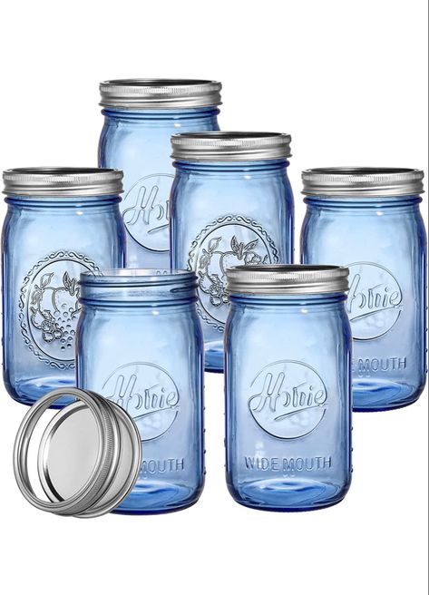 Diy Crafts Decor, Colored Mason Jars, Diy Lotion, Blue Mason Jars, Ground Coffee Beans, Wide Mouth Mason Jars, Crafts Decor, Blue Home, Canning Jar