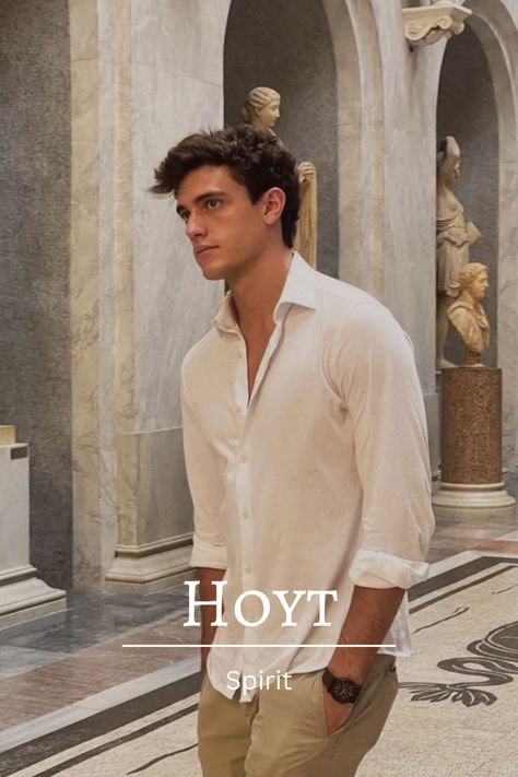 Name: Hoyt Origin: Norse Meaning: Spirit Gender: Male Old Money Male Names, Spirit Names, Mystic Names, Edgy Boy Names, Interesting Names, Neutral Names, Writing Story, Male Names, Mystical Names