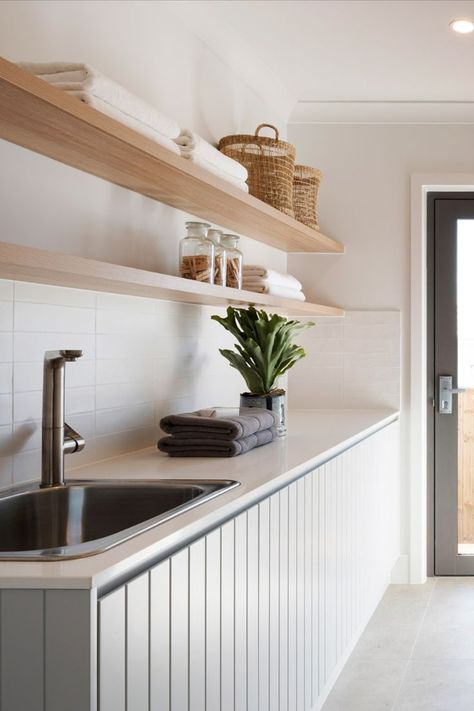 laundry room with panelled cabinetry Montgomery Homes, Laundry Room Renovation, Laundry Room Ideas, White Subway Tiles, Laundry Room Inspiration, Stone Bench, White Subway Tile, Subway Tiles, Hamptons House