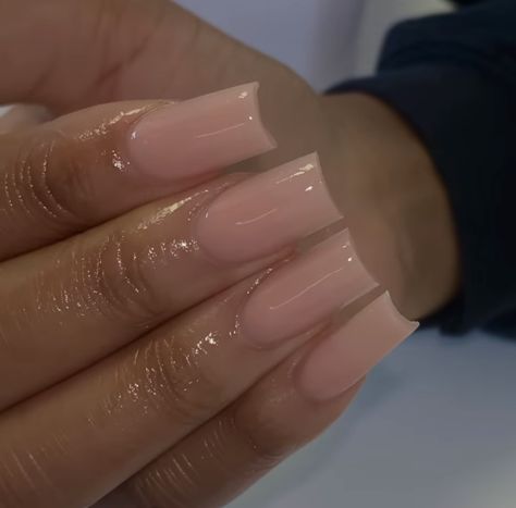 Square Neutral Acrylic Nails, Natural Neutral Nails, Nude Pink Square Nails, Plain Square Acrylic Nails, Clear Nude Acrylic Nails, One Color Acrylics, Regular Acrylic Nails, Milky Pink Nails Acrylic, Rich Room Aesthetic