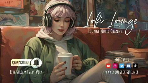 Lofi Lounge Music Channel for Youtube Banner Youtube Banner Music, For Youtube Banner, Music Banner, Banners Music, Neon Photoshoot, Lounge Music, Youtube Banner Backgrounds, Watercolour Texture Background, Video Page