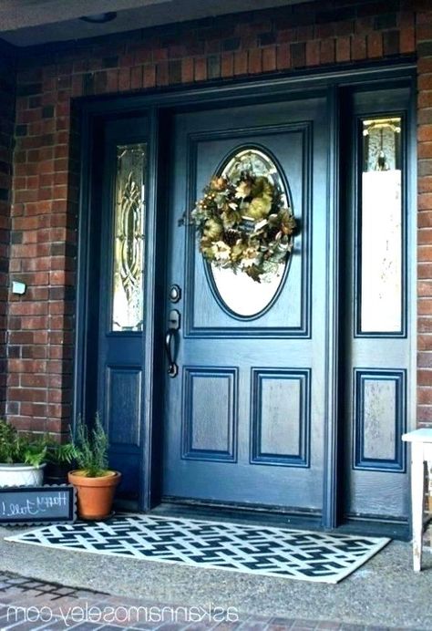 Best Front Door Colors For Red Brick Houses - Infoupdate.org Storm Door Makeover, Exterior Door Colors, Front Door Lighting, Blue Front Door, Blue Doors, Red Front Door, Front Door Makeover, Black Shutters, Door Paint