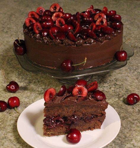 Bourbon Cherry Chocolate CakeThe Buttered Skillet Chocolate And Cherry Cake, Cherry Cake Aesthetic, Bourbon Chocolate Cake, Aesthetic Chocolate Cake, Chocolate Cake Aesthetic, Cherry Cake Filling, Chocolate Cake With Cherries, Chocolate Cake With Cherry, Chocolate Bourbon Cake