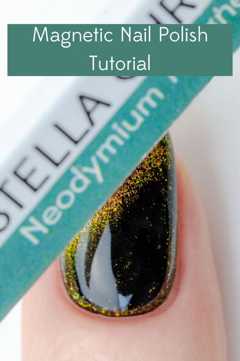 A tutorial on how to use magnetic nail polish featuring STELLA CHROMA New Moon and Gemini. Photos by @redheadnails Magnetic Nail Polish Tutorial, How To Use Magnetic Nail Polish, Cool Manicure, How To Make Magnets, Nail Polish Tutorial, Magnetic Polish, Magnetic Nail Polish, Magnetic Nails, New Moon