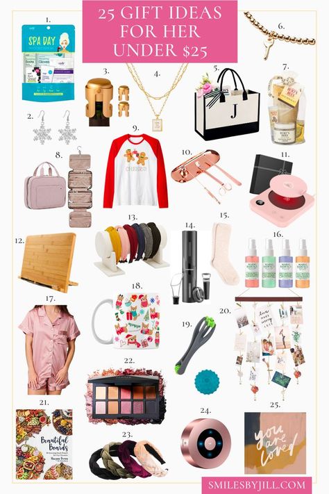 If you're balling on a budget and looking for thoughtful gifts for the ladies in your life this Christmas, then you've come to the right place! These awesome Christmas gifts for women only look expensive, but they are all under $25! Gifts For Under $20 Ideas, Womens Christmas Gifts 2023, 10 Dollar Gift Ideas, Christmas Gifts Under $25 Ideas, Christmas Gifts For Women In Their 20s, Gifts Under $10, Low Budget Gifts, 10 Dollar Gifts, Gifts Under 20 Dollars