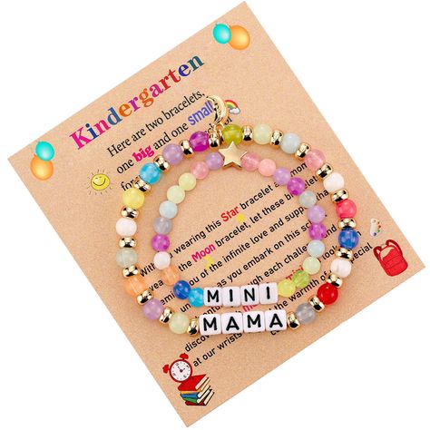 Mom And Daughter Bracelets, Back To School Bracelets, School Bracelets, First Day Of Kindergarten, Kindergarten Gifts, Teacher Craft, Mini Bracelet, Broken Crayons, Moon Bracelet