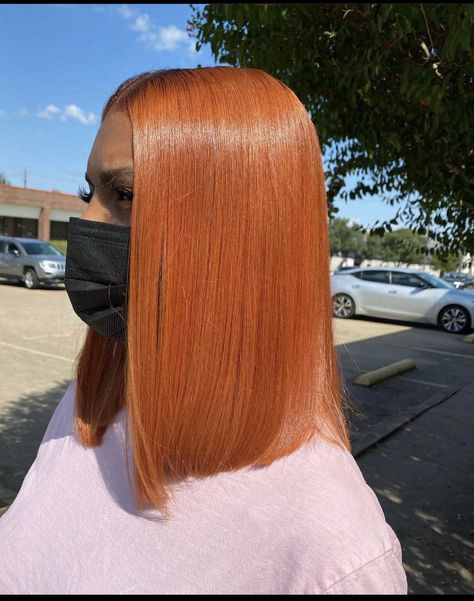 Baddie Ginger Hair, Dominican Hairstyles Black Hair, Color Silk Press Natural Hair, Colored Silk Press, Ginger Silk Press Natural Hair, Ginger Silk Press, Pelo Color Cobre, Color Lace Front Wigs, Ginger Hair Dyed