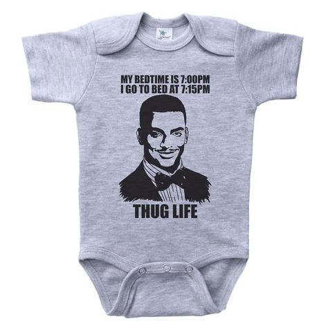 Hey, I found this really awesome Etsy listing at https://www.etsy.com/listing/595362010/my-bed-time-is-7pm-thug-life-onesie Bowie Shirt, Funny Onesie, Best Auntie Ever, Brother From Another Mother, Funny Patches, Funny Onesies, Funny Baby Clothes, Step Brothers, Funny Baby Onesies