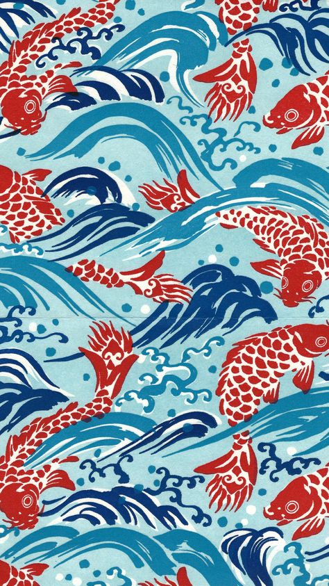 Japanese Koi Fish, Wallpapers Ideas, Hawaiian Pattern, Chinese Pattern, Inspiration Designs, Japanese Fish, Japanese Clothes, Animation Ideas, Japanese Koi