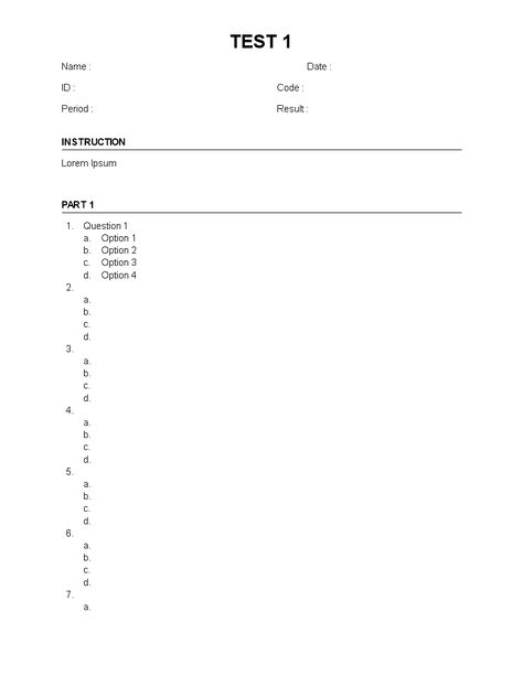 Multiple Choice Template - Download this free printable multiple choice template if you are a teacher and you want to create your multiple choice exam in a quick way. Choice Template, City Of Ember, Fill In The Blank, Business Templates, Multiple Choice, Templates Downloads, Template Download, Business Template, Template Printable