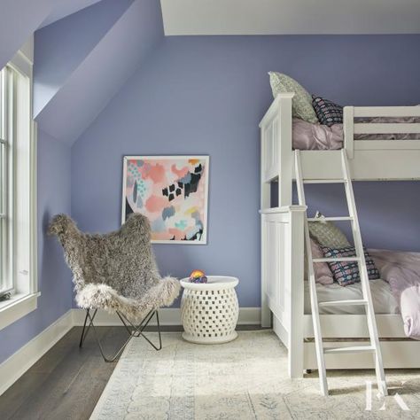 Periwinkle Bedroom, Periwinkle Room, Lavender Walls, Bunk Rooms, Storage Inspiration, Room Pictures, Big Girl Rooms, Teen Room, Room Colors