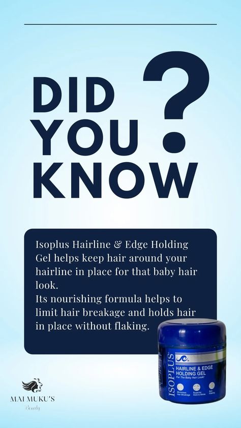 What you should know about Isoplus Hairline & Edge Holding Gel 🥰💙 Visit us at maimukusbeauty.com ✨ Isoplus Hair Gel, Packing Gel, Braid Videos, Hair Braid Videos, Hair Braid, Styling Gel, Hair Breakage, Hair Gel, Virgin Hair