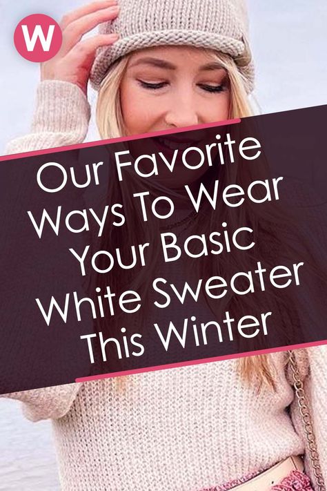 Most of us have got a plain white sweater tucked away somewhere in our wardrobes. They're great for when the weather turns a little chillier, and you can't go wrong with white during wintertime. 
#winter #fashion #outfitideas Oversize White Sweater Outfit, Ivory Sweater Outfit Winter, Fall White Sweater Outfit, White Sweater Outfit Fall, Winter White Sweater Outfit, Long White Sweater Outfit, White Wool Sweater Outfit, White Sweater And Jeans Outfit, White Sweater Outfit Aesthetic