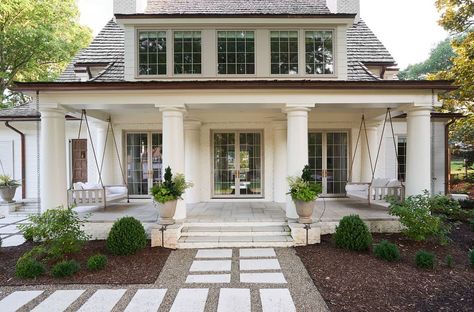 garrett p. nelson studio on Instagram: “Welcome to the weekend.... #garrettpnelsonstudio #creatinghome #luxuryhomes #customhomes #architecture #mbproductions #idecharlotte…” French Colonial Cottage, House Compound, Craftsman Bungalow Exterior, Porch Columns, Craftsman Bungalows, House Elevation, November 13, Dream House Exterior, Low Country