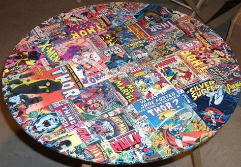 Table Top Ideas, Furniture Remodeling, Diy Kids Furniture, Book Furniture, Decoupage Furniture, Graffiti Wall Art, Upcycling Ideas, Book Folding, Recycled Furniture