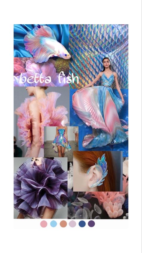 Dti Theme Koi Fish Outfit, Unique Fashion Show Themes, Beta Fish Costume, Fish Moodboard, Moodboard Theme, Micro Pig, Fish Fashion, Fashion Show Themes, Fish Costume