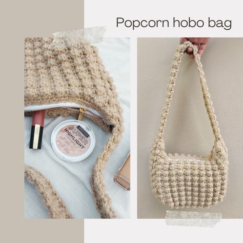 Introducing our new Popcorn hobo bag(S) in Beige 🫶🏼 dimensions (in inch): 16*10*4 made with: acrylic + cotton yarn sizes available: S (M, L coming soon!) Shipping all over India 🇮🇳 DM to get yours now! Save to checkout later! #beige #beigeaesthetic #crochet #crochet #crochetbooksleeve #crochetlove #cutecrochet #crochetaddict #crochetinspo #crochetinspiration #crochetersofinstagram #book #booktok #bookstagram #booklover #bookaddict #shopsmall #smallbusiness #etsy #etsyshopookaddict #shopsma... Popcorn Bag, Fyp Aesthetic, Popcorn Bags, Handmade Projects, Kawaii Crochet, Yarn Sizes, Crochet Books, Crochet Stuff, Halloween Crochet