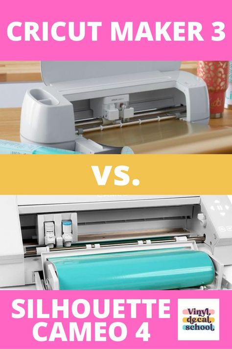 Cricut Vs Silhouette Cameo, Cricut Vs Silhouette, Cricket Machine, Cricut Maker 3, School Decal, Silhouette Cameo 4, Expressions Vinyl, Silhouette Cameo Tutorials, Silhouette School