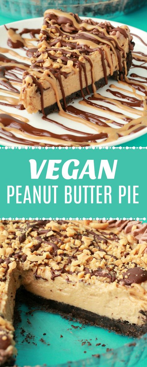 Vegan Peanut Butter Pie, Cheesecake Vegan, Dessert Oreo, Coconut Dessert, Oreo Cookie Crust, Cookie Recipes Unique, Vegan Pie, Peanut Butter And Chocolate, Brownie Desserts