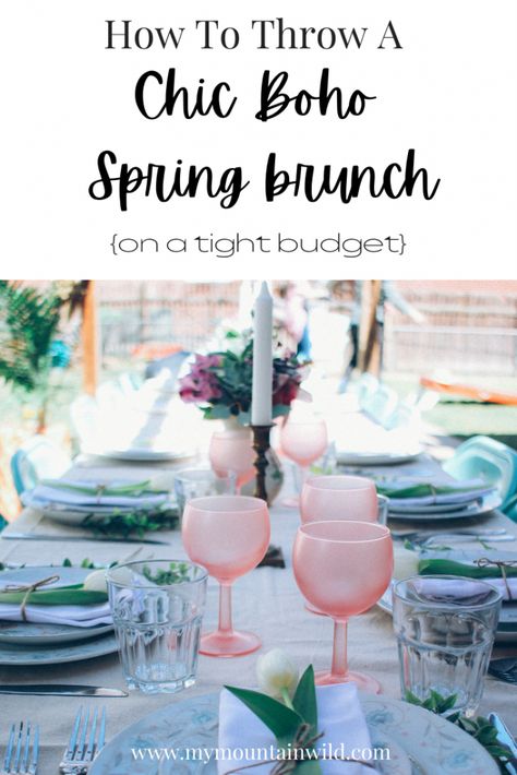 How to Throw a Boho Chic Spring Brunch Diy Mimosa Bar, Brunch Party Menu, Diy Mimosa, Brunch Decorations, Diy Brunch, Vegan Brunch Recipes, Brunch Party Decorations, Brunch Appetizers, Christmas Brunch Recipes