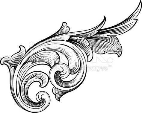 Scroll Work Patterns, Filigree Outline, Filigree Tattoo, Ornament Drawing, Leather Tooling Patterns, Tooling Patterns, Geniale Tattoos, Engraving Art, Carving Designs