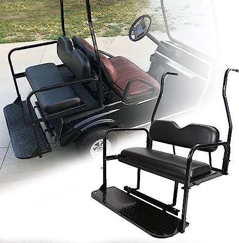 Golf Cart Seats, Club Car Golf Cart, Folding Seat, Golf Cart Accessories, Car Black, Golf Cart Parts, Black Industrial, Diamond Plate, Black Cushions