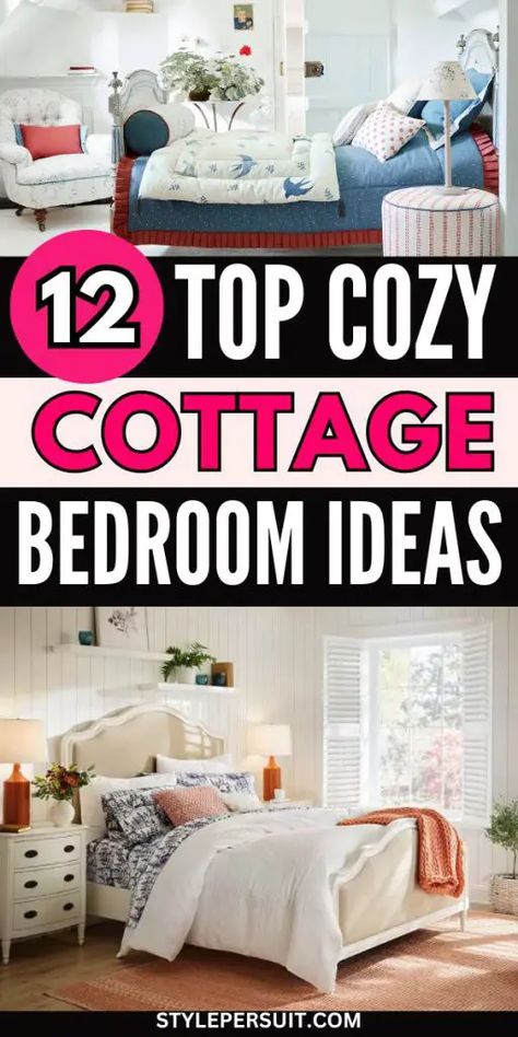 COZY COTTAGE BEDROOM IDEAS Irish Cottage Bedroom, Small Bedroom Cottage, Cottage Guest Bedroom Ideas, Cozy Cottage Bedroom Ideas, Cottage Master Bedrooms Decor Cozy, Cottage Bedroom Colors, Cozy Cottage Interiors Small Houses, Cottage Rooms Bedrooms, Cottage Bedrooms Ideas