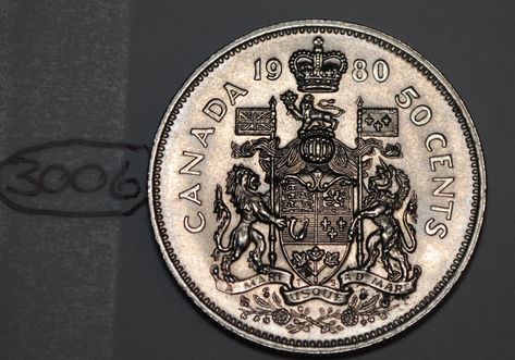 This is a Canada 1980 50 cent coin in circulated condition.  You will get the exact coin in the photo. 50 Cent, Half Dollar, Coin Collecting, Coin